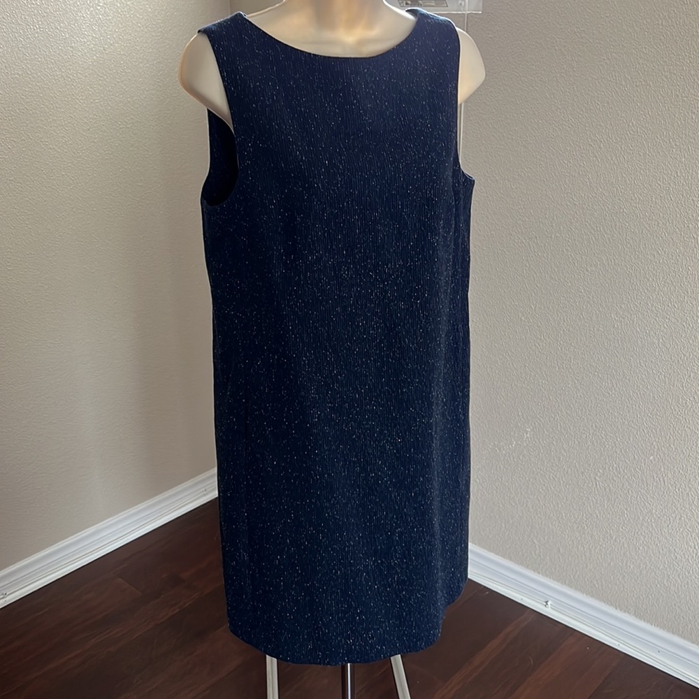 THEORY BLUE TEXTURED SHIFT DRESS